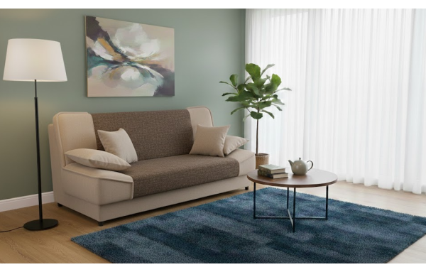 Wersalka Maxim 01 szara na sprężynach z funkcją spania i pojemnikiem